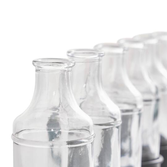 22" Black Metal Adjustable Bottle Vase with Clear Glass Bottles